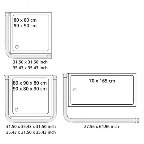douchegordijnstang 81 cm aluminium chroom