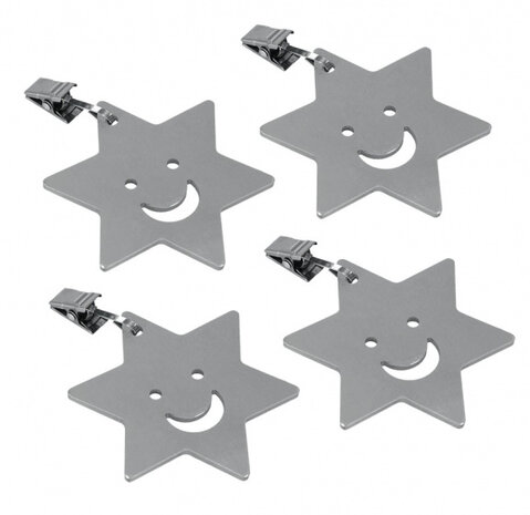 tafelkleedknijpers sterren 7,5 cm RVS zilver 4 stuks