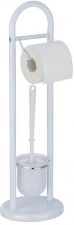 toiletrol- met toiletborstelhouder Siena 63 cm staal wit