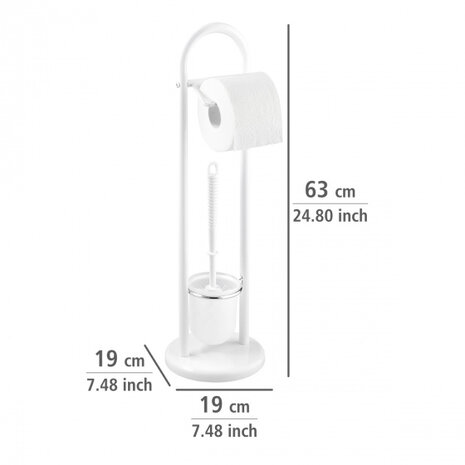 toiletrol- met toiletborstelhouder Siena 63 cm staal wit