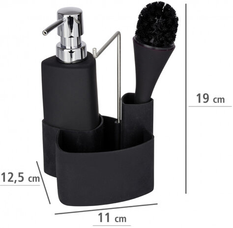 wastafelset Empire 250 ml 12,5 x 19 cm keramiek zwart