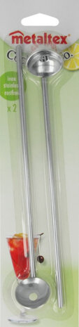 cocktaillepels 22 x 3 cm RVS zilver 2 stuks