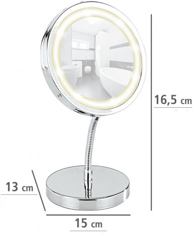 cosmeticaspiegel Brolo led 15 x 16,5 cm staal chroom