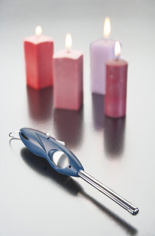 gasaansteker Fire 26,5 x 3,5 cm RVS blauw/zilver