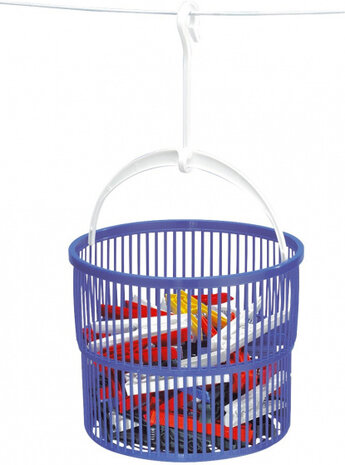 wasknijpermand incl. 30 wasknijpers 19 cm blauw
