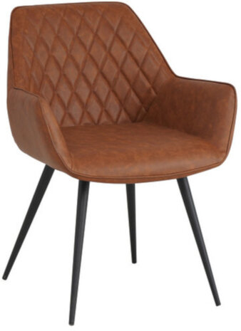 eetkamerstoel Casper 56 x 60 cm kunstleer/staal cognac