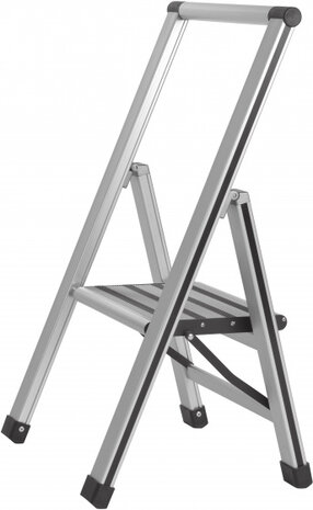 huishoudtrap 1-treeds 44 x 69 cm aluminium zilver