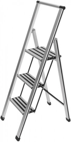 huishoudtrap 3-treeds 44 x 119 cm aluminium zilver
