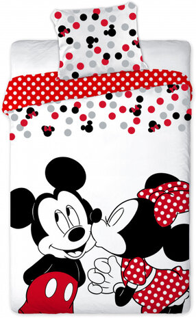 dekbedovertrek Mickey &amp; Minnie 140 x 200 cm wit/rood
