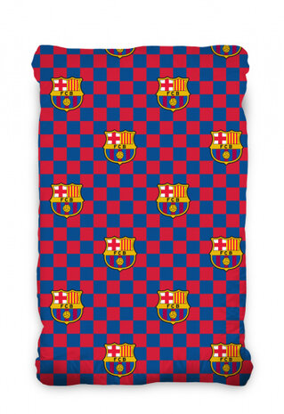 hoeslaken 90 x 200 cm katoen blauw/rood geblokt