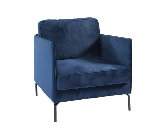 fauteuil Jasmin 80 x 92 x 86 cm fluweel blauw