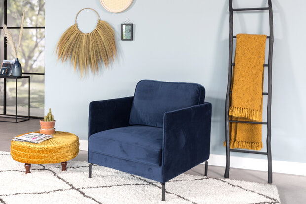 fauteuil Jasmin 80 x 92 x 86 cm fluweel blauw