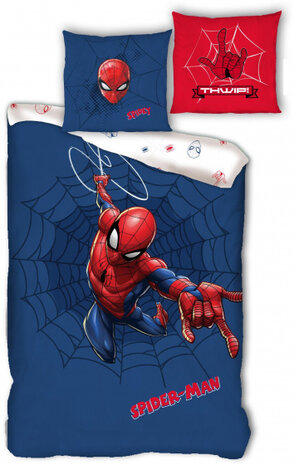 dekbedovertrek Spider-Man 140 x 200 cm katoen blauw