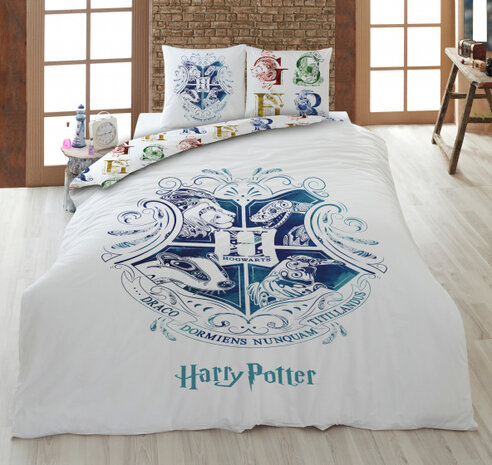 dekbedovertrek Hogwarts 240 x 220 cm katoen wit