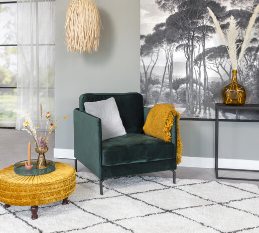 fauteuil Jasmin 80 x 92 x 86 cm fluweel groen