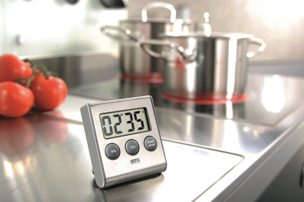 timer Contare 6,5 x 7,2 cm RVS grijs/zwart