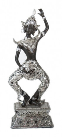 beeld Boeddha 34 x 12 x 8 cm polyresin zilver