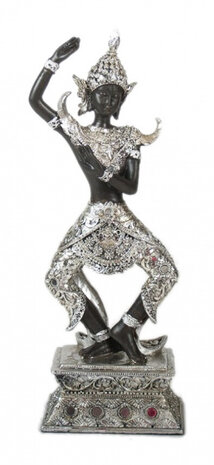 beeld Boeddha 34 x 12 x 8,5 cm polyresin zilver
