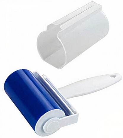 kledingroller 6,5 x 19,5 cm polypropyleen blauw/wit