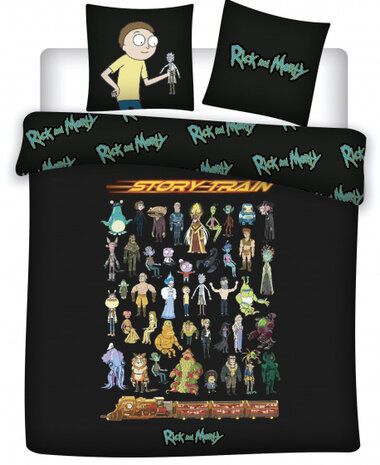 dekbedovertrek Rick &amp; Morty 240 x 220 cm zwart