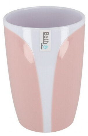 badkamerbeker Napoli 350 ml wit/roze