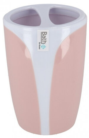 tandenborstelhouder Napoli 350 ml 7,5 x 11 cm wit/roze