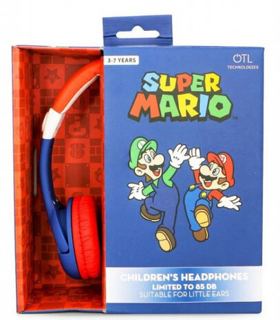 koptelefoon Super Mario junior rood/blauw