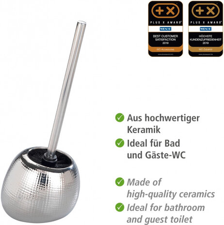 toiletborstel met houder Polaris Nodi keramiek zilver