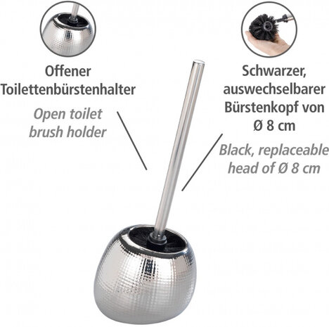 toiletborstel met houder Polaris Nodi keramiek zilver