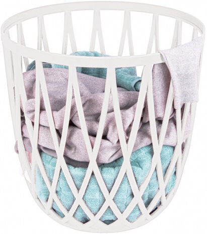 wasmand en kruk Omio 43,5 x 43,5 cm polypropyleen wit
