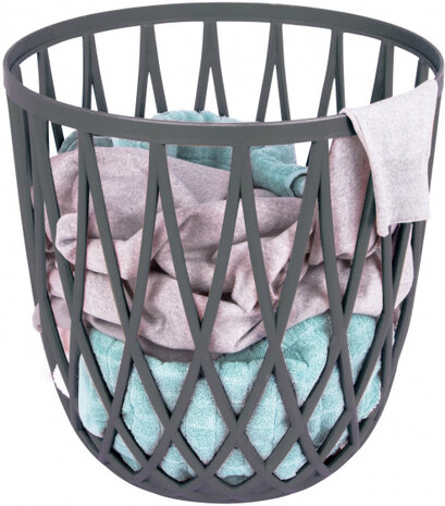 wasmand en kruk Omio 43,5 x 43,5 cm polypropyleen grijs