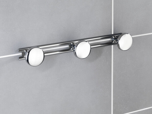 reling met 3 haken Basic 42,5 x 6,5 cm RVS chroom/zilver