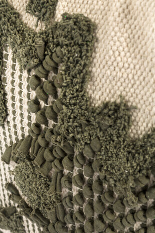 poef Mary 45 x 45 x 25 cm textiel groen/cr&egrave;me
