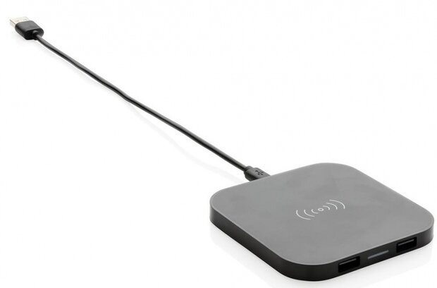 oplaadstation draadloos 5W ABS USB/QI zwart