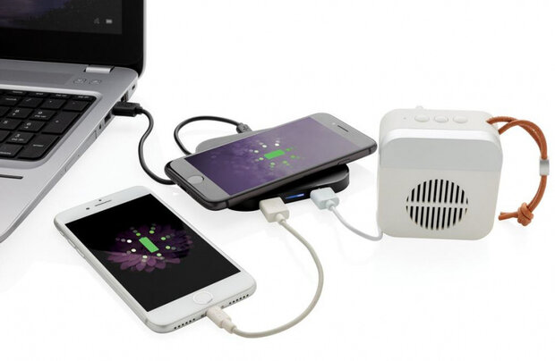 oplaadstation draadloos 5W ABS USB/QI zwart