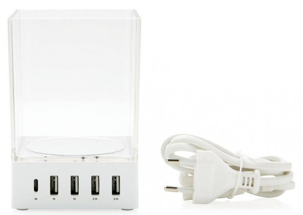 oplader Penhouder ABS 5W USB/QI wit