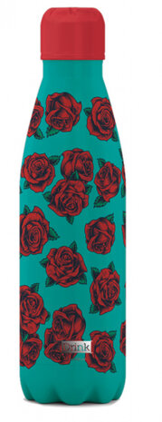 thermosfles Roses 500 ml RVS groen/rood