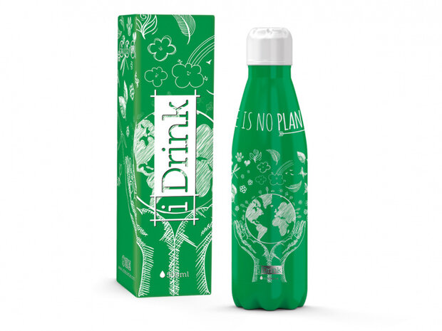 thermosfles Planet 500 ml RVS groen/wit