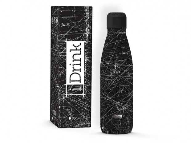 thermosfles Grunge 500 ml RVS zwart