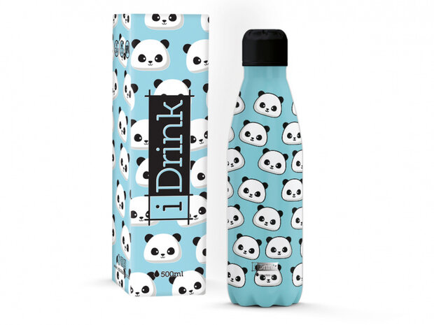 thermosfles Panda 500 ml RVS lichtblauw