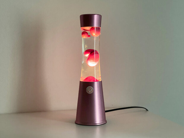 lavalamp 30 x 11 cm glas/aluminium roze/warm wit