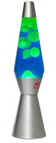 lavalamp 40 x 11 cm glas/aluminium 25W zilver/blauw