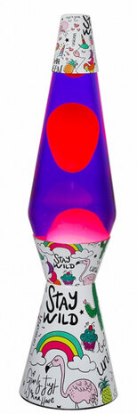 lavalamp Unicorn 40 x 9,2 cm glas/staal 30W wit/paars
