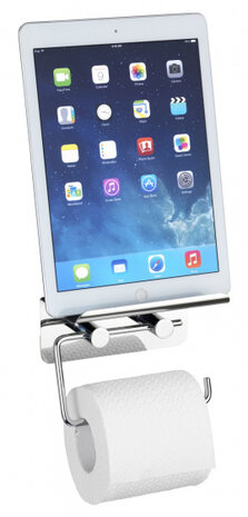 toiletrol- en smartphonehouder 7 x 11,5 cm RVS zilver