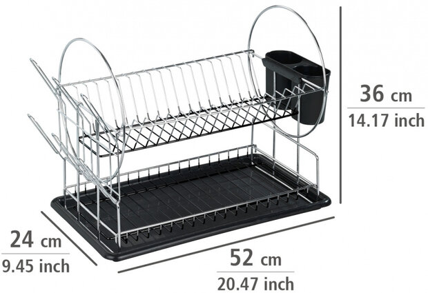 afdruiprek Premium Duo 25 x 36 cm RVS chroom 3-delig