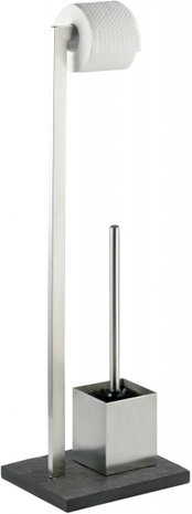 toiletrol-/toiletborstelhouder Slate Rock 73,5 cm zilver