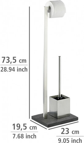 toiletrol-/toiletborstelhouder Slate Rock 73,5 cm zilver