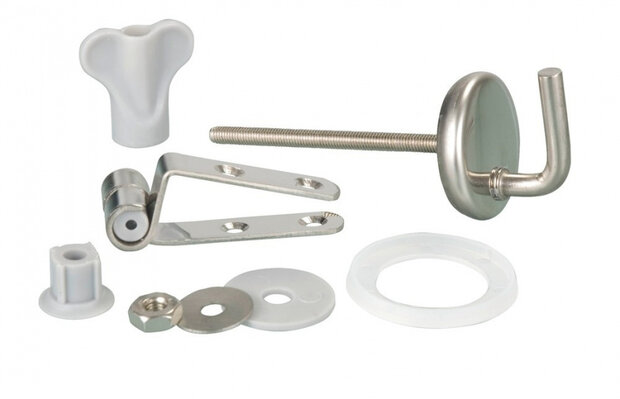 bevestigingsset WC-bril 10 x 10 cm RVS wit 15-delig