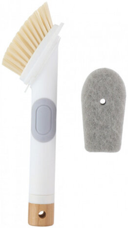 afwasborstel &amp; zeepdispenser 25 cm wit 2-delig