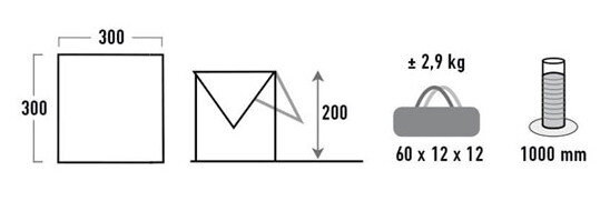 schaduwdoek Capo 3 UV60 polyester 300 x 200 cm grijs